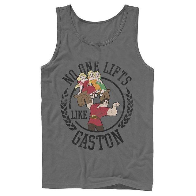 Disneys Beauty and the Beast Mens No One Lifts Like Gaston Badge Tank Top Grey Product Image