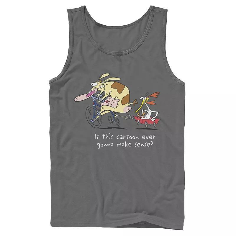 Mens Cartoon Network Cow & Chicken This Cartoon Ever Gonna Make Sense Tank Top Grey Product Image