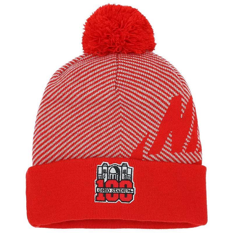 Mens Nike Scarlet Ohio State Buckeyes 100th Anniversary Ohio Stadium Cuffed Knit Hat with Pom Product Image