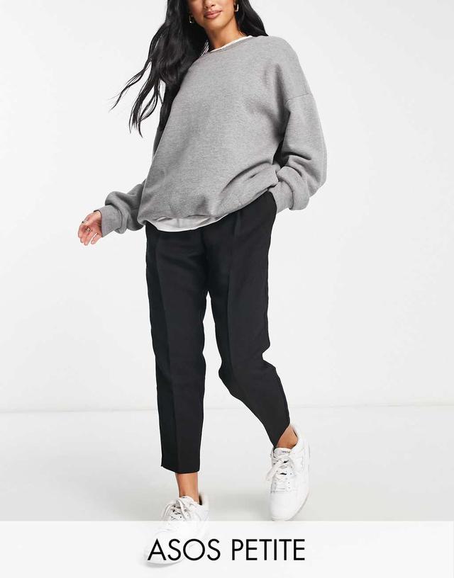 ASOS DESIGN Petite smart tapered pants in black Product Image