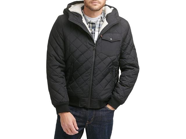 Levi's(r) Diamond Quilted Bomber with Sherpa Lined Hood Men's Clothing Product Image