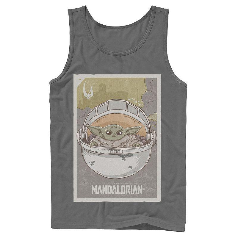 Mens Star Wars The Mandalorian The Child aka Baby Yoda Poster Tank Top Grey Product Image