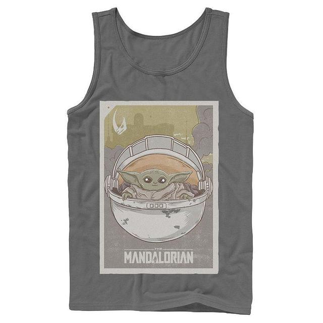 Mens Star Wars The Mandalorian The Child aka Baby Yoda Poster Tank Top Grey Product Image