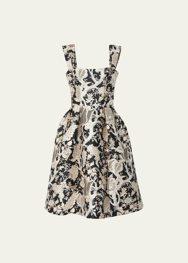 Carolina Herrera Floral Jacquard Fit & Flare Midi Dress Product Image