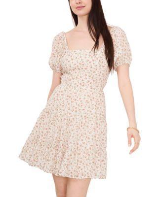 1.state Womens Short Sleeve Square Neck Tie Back Dress Product Image