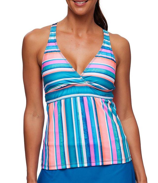 NEXT by Athena Hampton Stripe Crew Neck Sport Tankini Swim Top Product Image