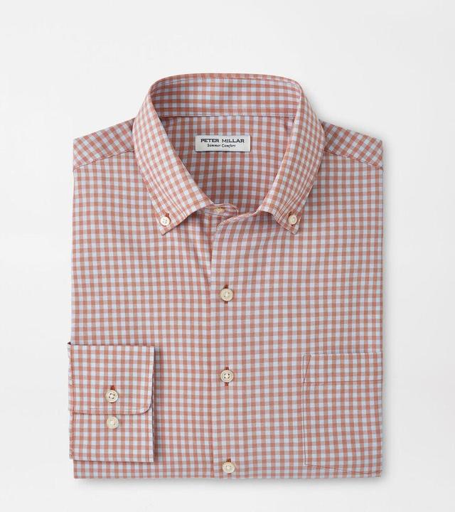 Peter Millar Mens Murray Performance Poplin Sport Shirt | Color: Burnt Orange | Size: L Product Image