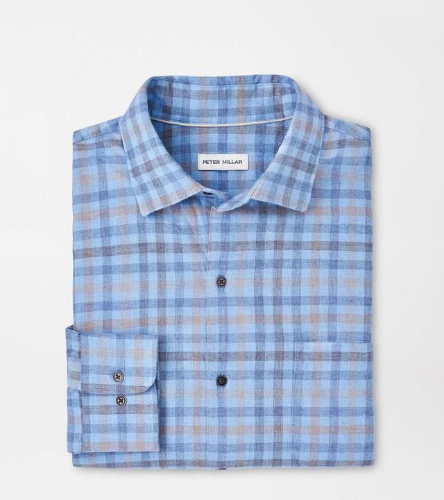 Peter Millar Mens White Rock Cotton Sport Shirt | Color: Cottage Blue | Size: L Product Image