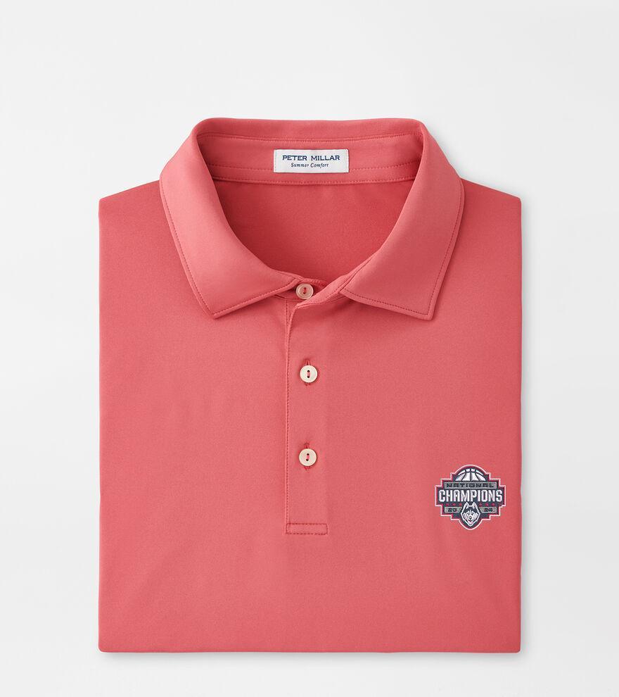 Peter Millar Mens UConn National Champion Solid Performance Jersey Polo | Color: Cape Red | Size: 3XL Product Image