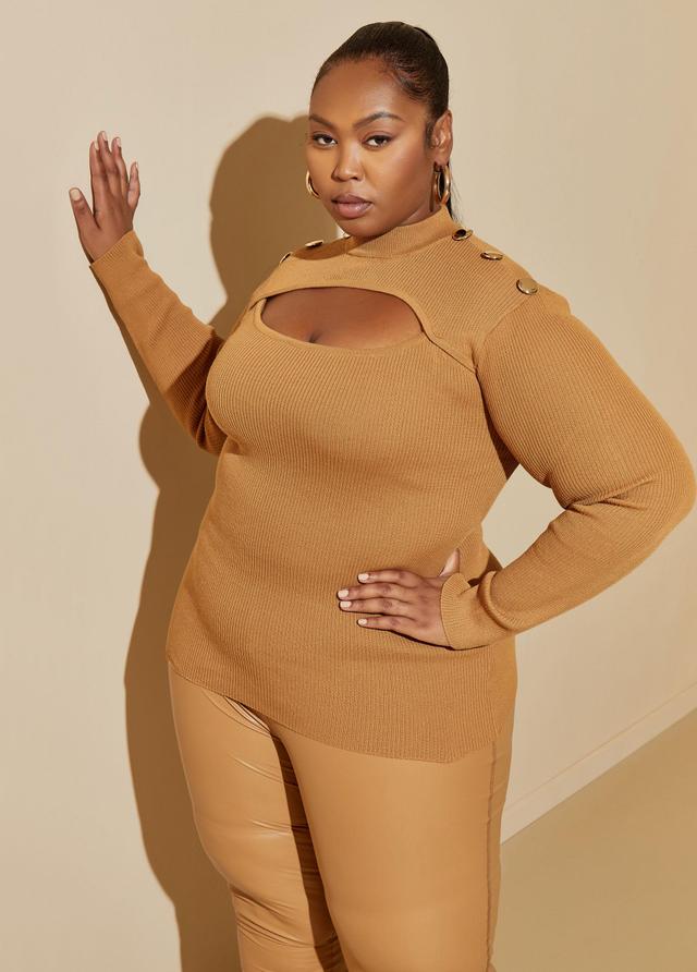 Plus Size Embellished Cutout Sweater 18/20 - Ashley Stewart Product Image