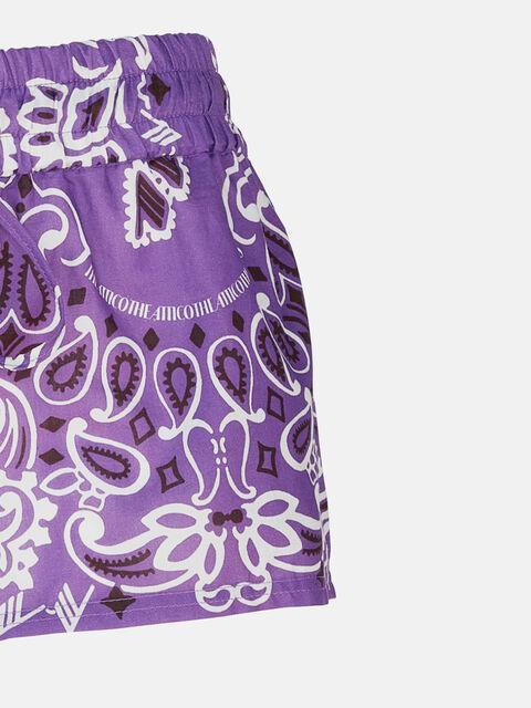 Violet, brown and white short pants Product Image