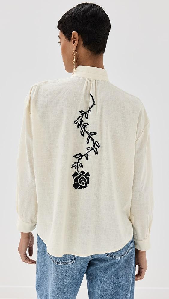 Alix of Bohemia Kiki Noir Rose Embroidered Shirt | Shopbop Product Image