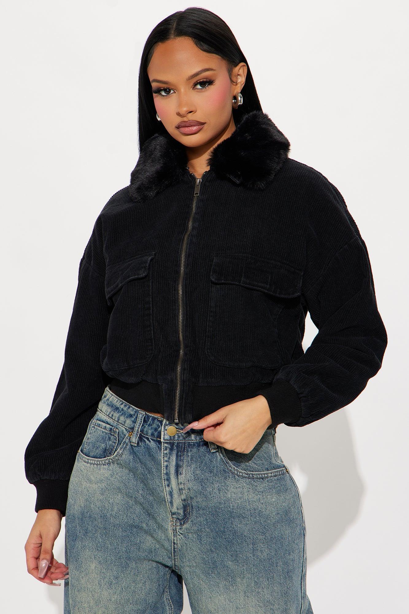 Kelis Corduroy Bomber Jacket - Black Product Image