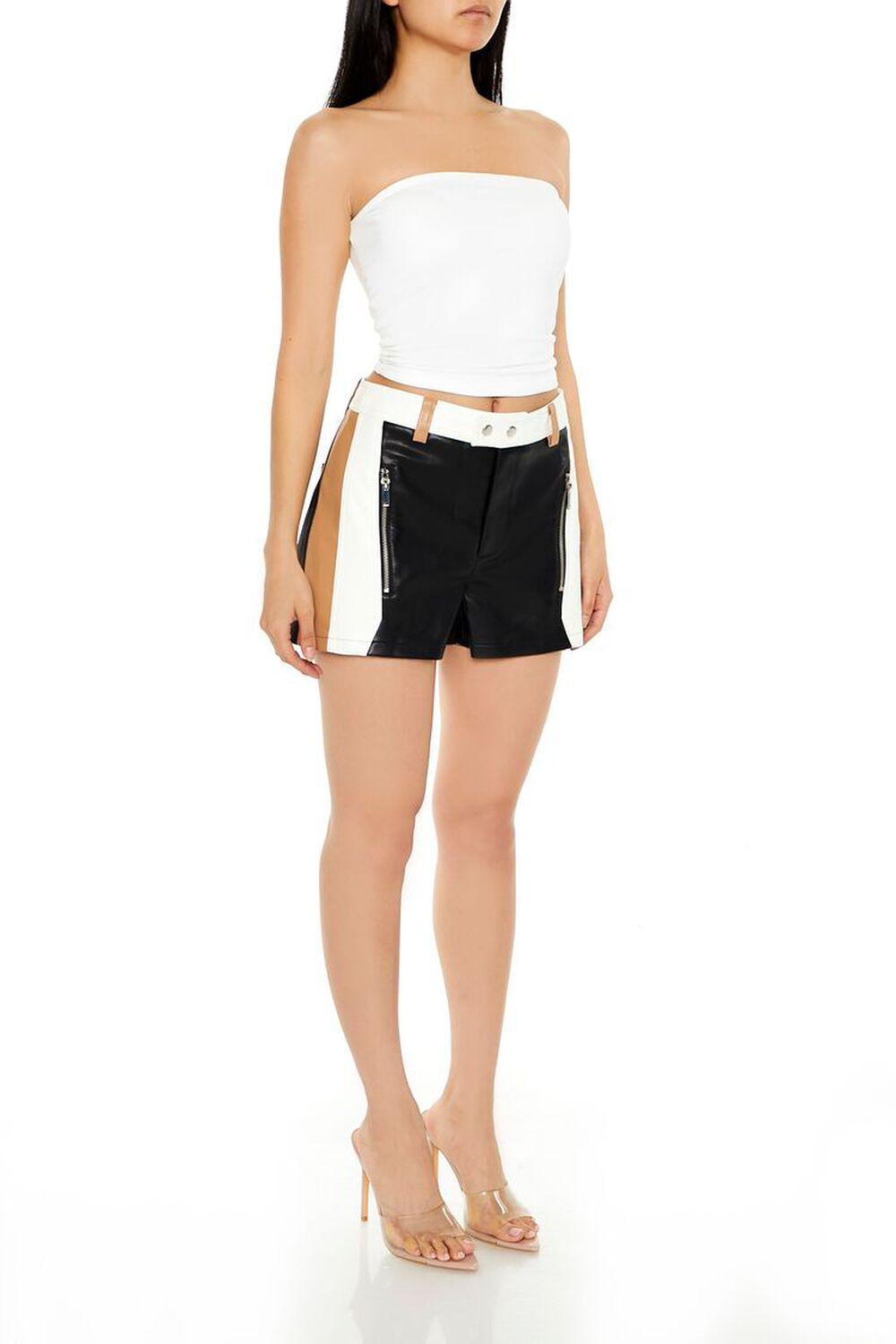 Faux Leather Colorblock Shorts | Forever 21 Product Image