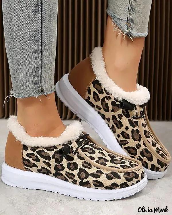 Olivia Mark – Contrast Leopard Print Lined Snow Boots Product Image