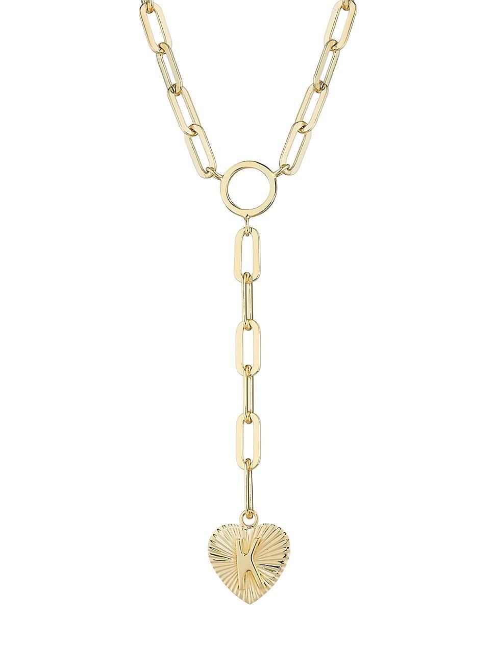 Womens Althea 18K-Yellow-Gold Vermeil Initial Lariat Necklace Product Image