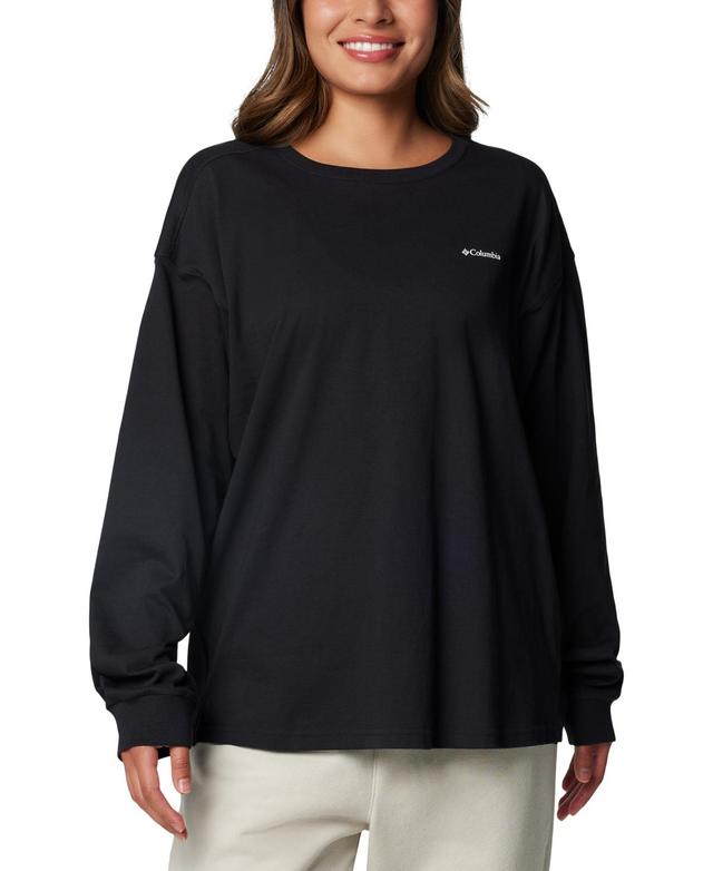 Columbia Womens North Cascades Branded Long-Sleeve Crewneck Cotton Top - Cosmos Product Image