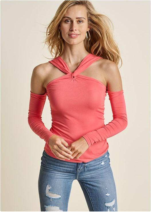 Cold-Shoulder Long Sleeve Top Product Image