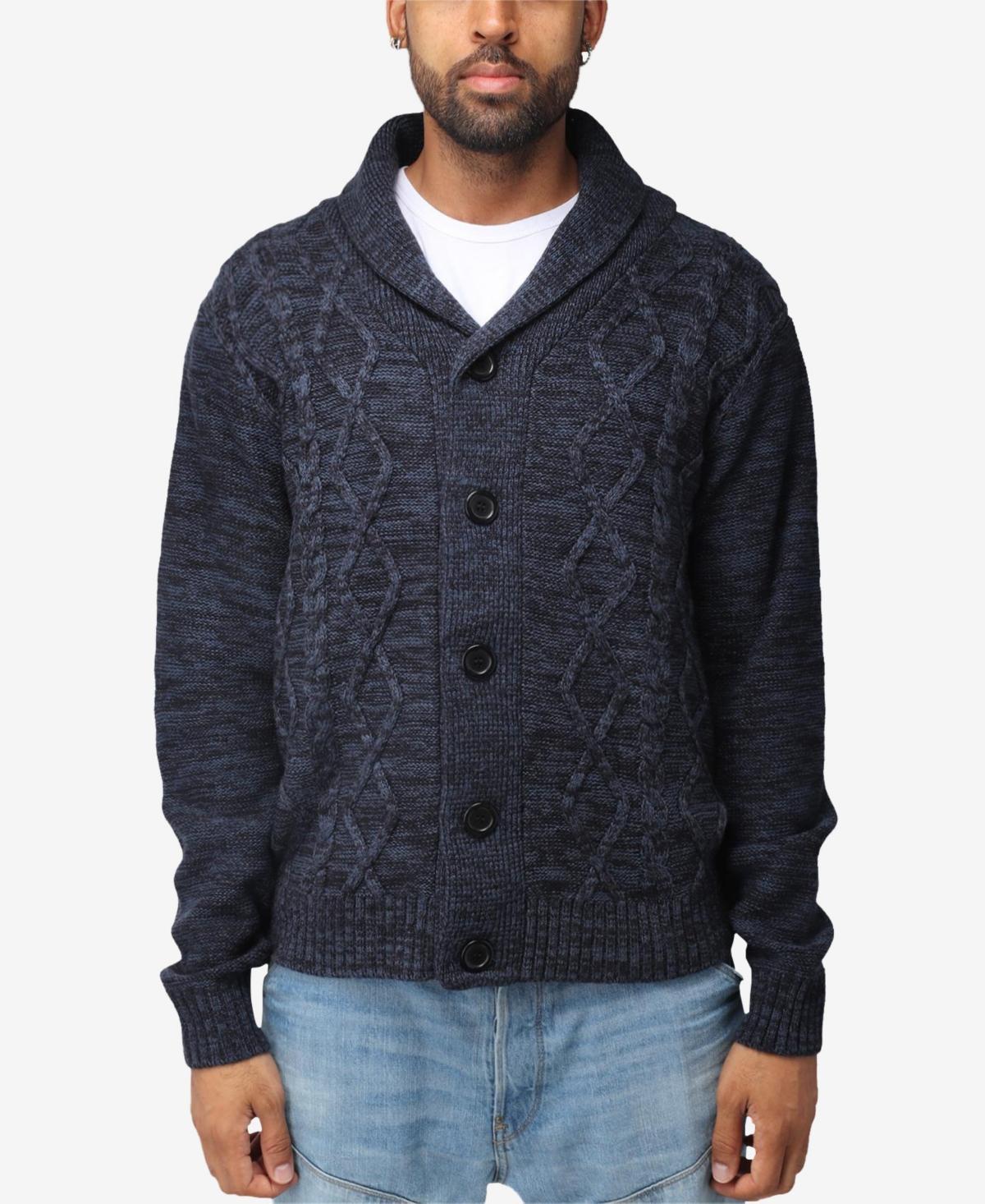 X-Ray Mens Shawl Collar Cable Knit Cardigan Product Image