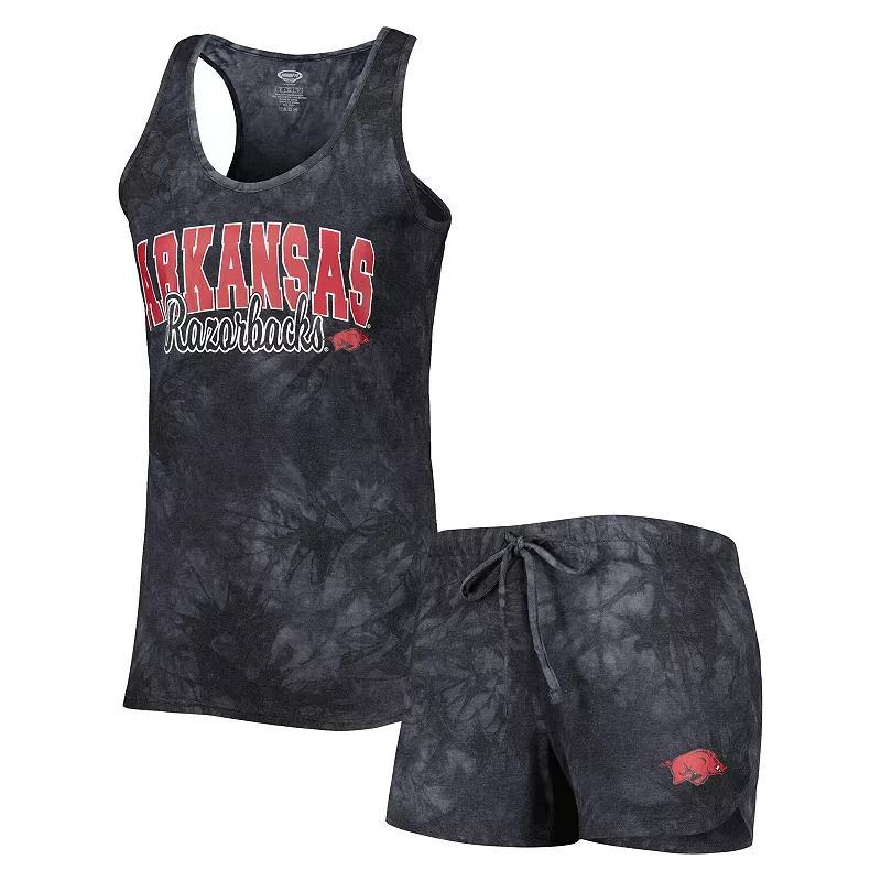 Womens Concepts Sport Charcoal Arkansas Razorbacks Billboard Tie-Dye Tank Top and Shorts Sleep Set Product Image