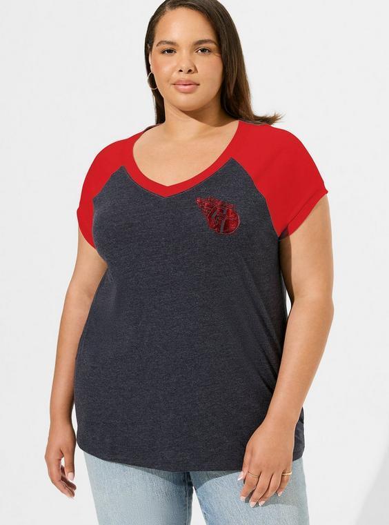 MLB Boston Red Sox Fit Cotton Raglan V-Neck Product Image