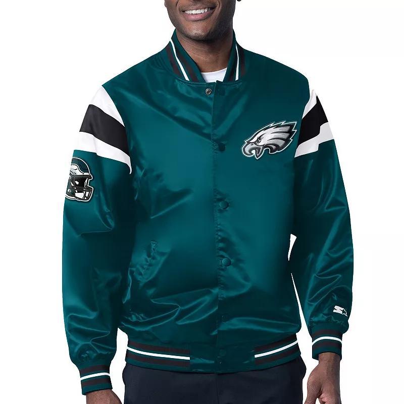 Mens Starter Midnight Philadelphia Eagles Satin Full-Snap Varsity Jacket Product Image