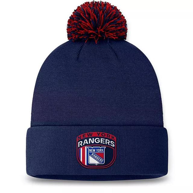 Mens Fanatics Navy New York Rangers 2024 NHL Draft Cuffed Knit Hat with Pom, Ran Blue Product Image