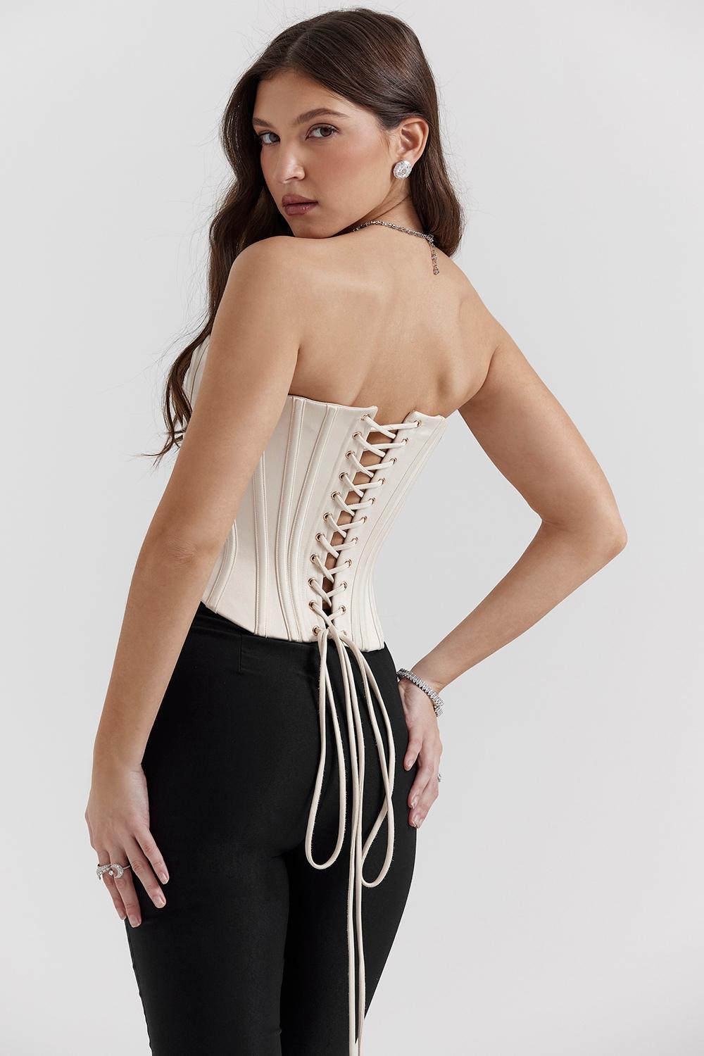 Genevieve Vintage Cream Lace Back Corset Product Image