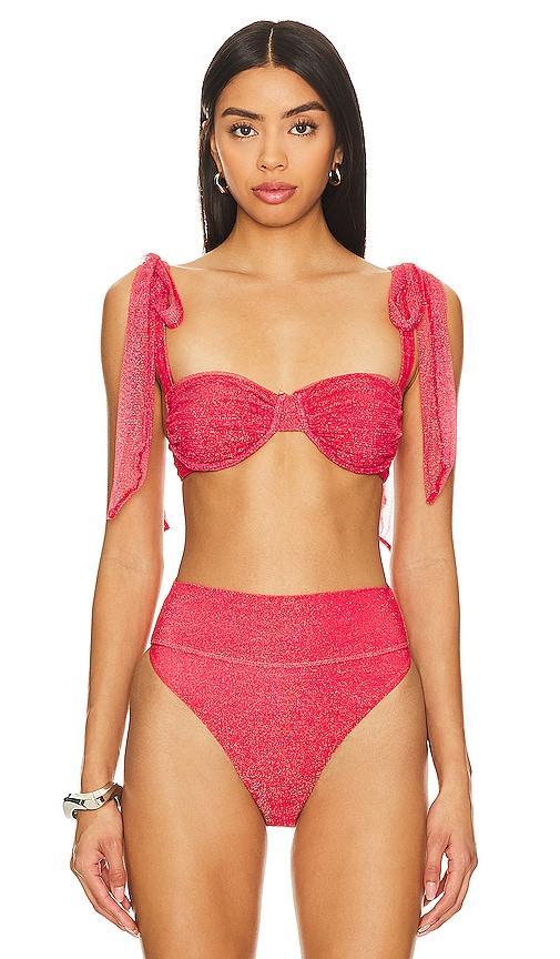 BEACH RIOT Drea Bikini Top in Red. Product Image