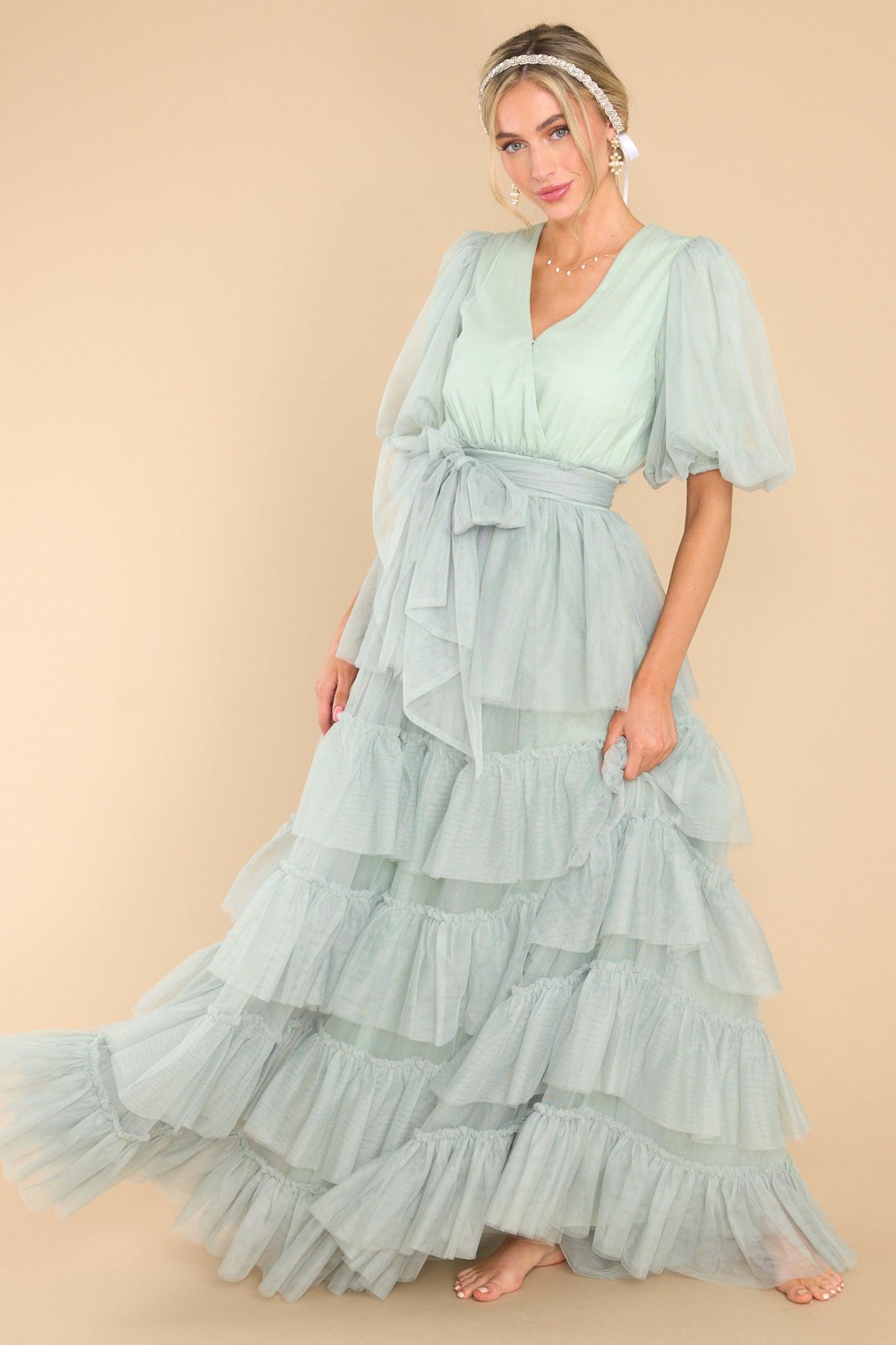 Aura A Beautiful Feeling Seafoam Maxi Dress Green Product Image