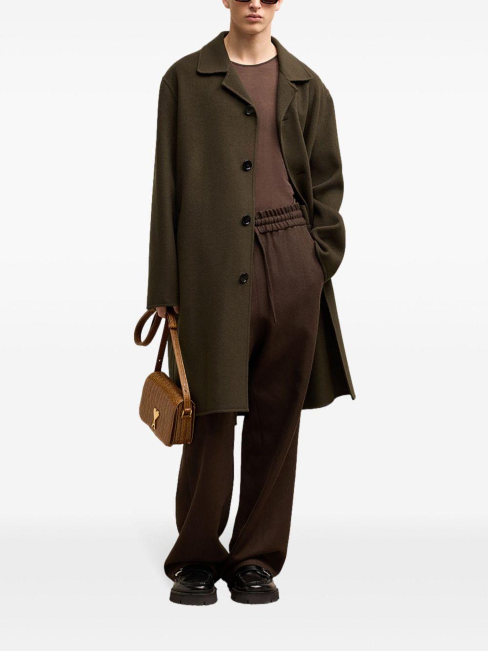 AMI ALEXANDRE MATTIUSSI Single-breasted Felted Coat In Brown Product Image