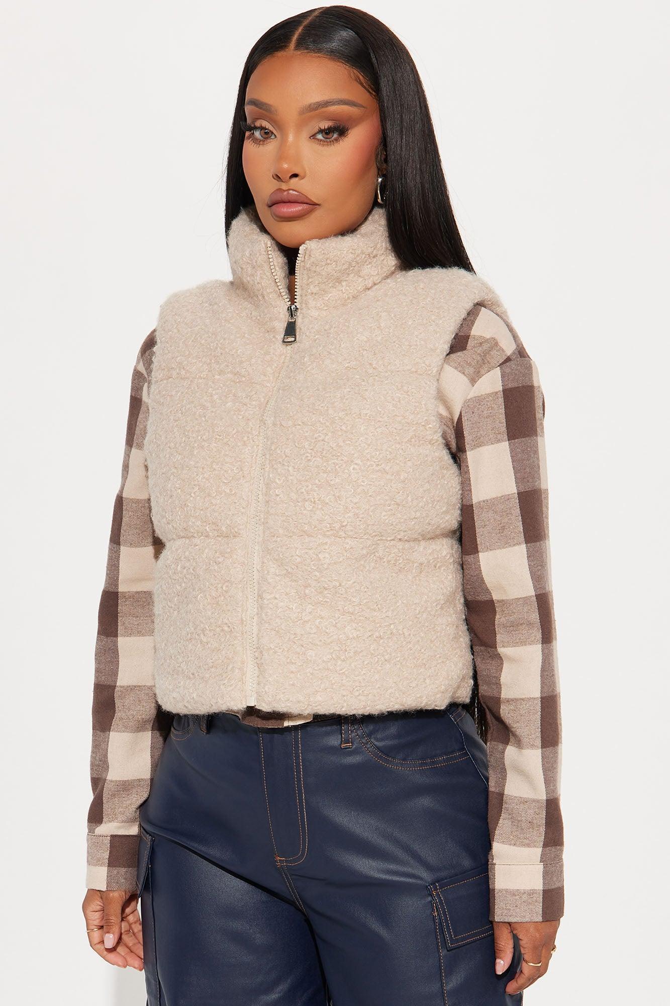 Sierra Sherpa Puffer Vest - Cream Product Image