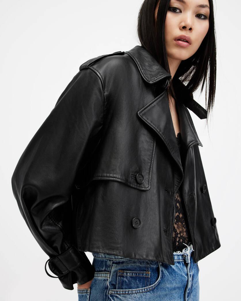 Hendry Cropped Leather Trench Coat Product Image