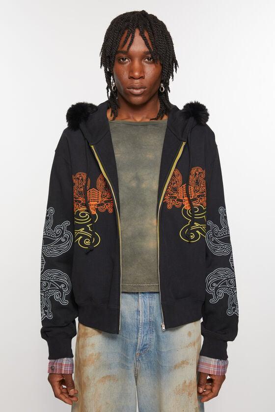 Printed hooded zip sweater Product Image