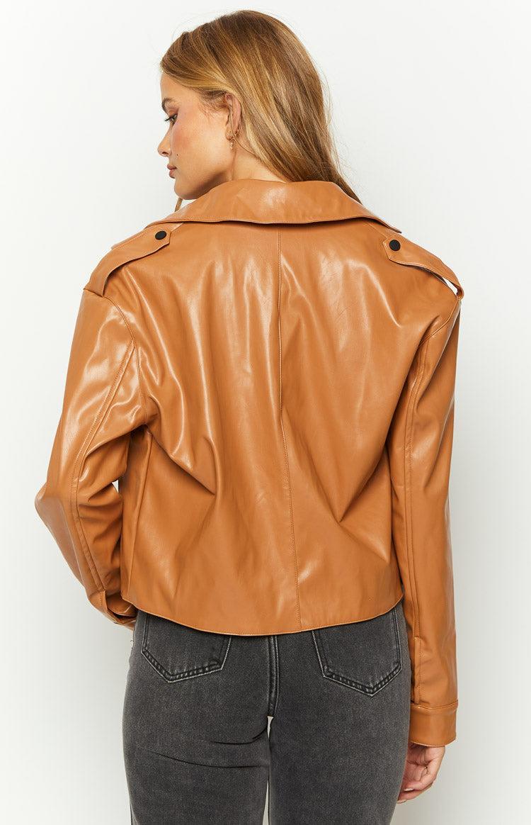 Blaze Bolt Tan PU Leather Jacket Product Image