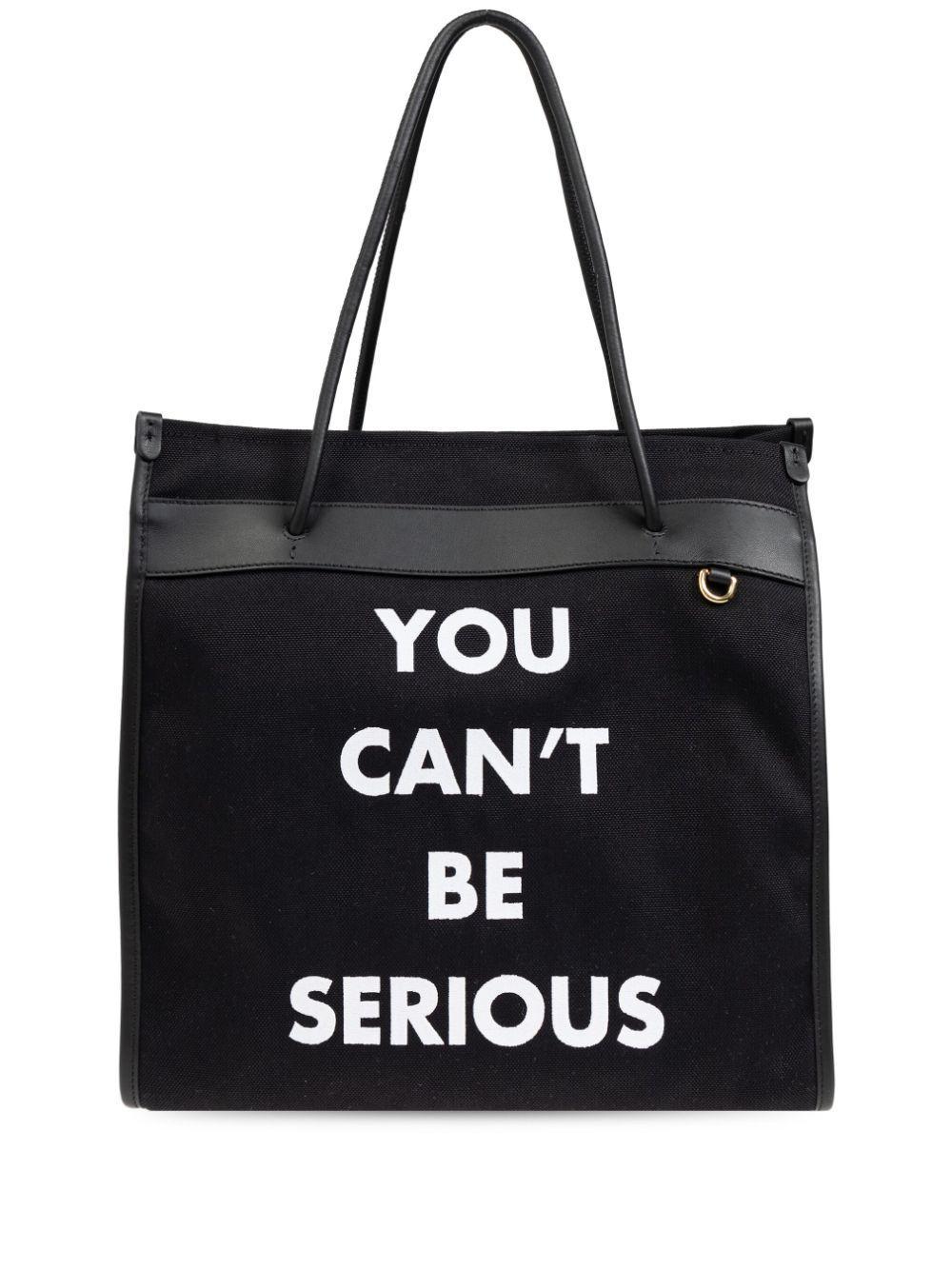 MOSCHINO Slogan Printed Top Handle Bag In Black Product Image