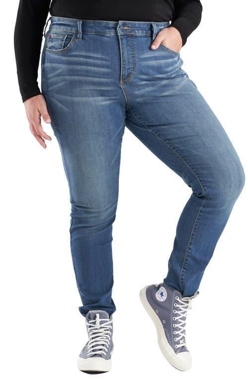 Womens High-Rise Faded Fray-Hem Stretch Skinny Jeans product image