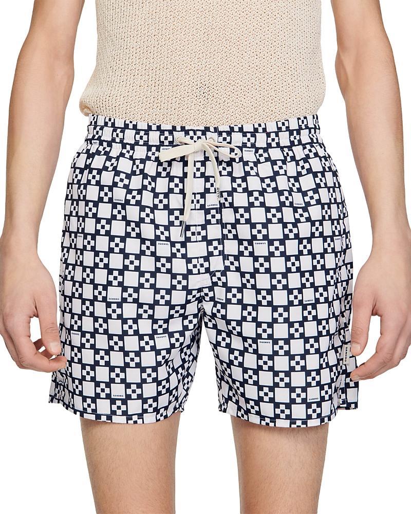 Sandro Cross Print Drawstring Swim Shorts Product Image