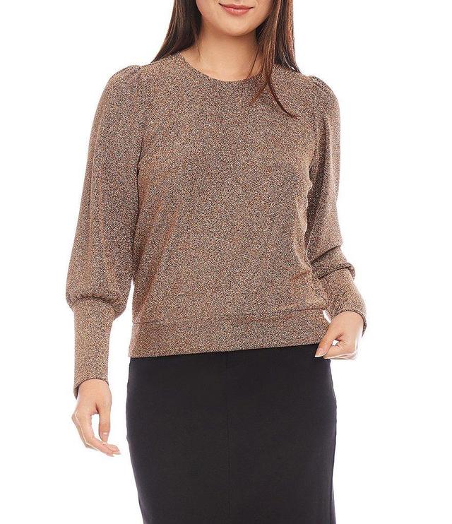 Karen Kane Stretch Metallic Knit Long Bishop Sleeve Top Product Image