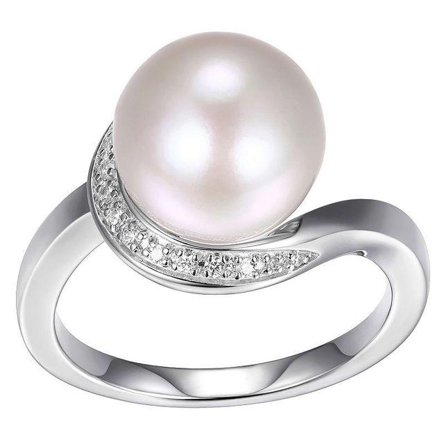 Maralux Sterling Silver Freshwater Cultured Pearl & Diamond Accent Ring, Womens White Product Image