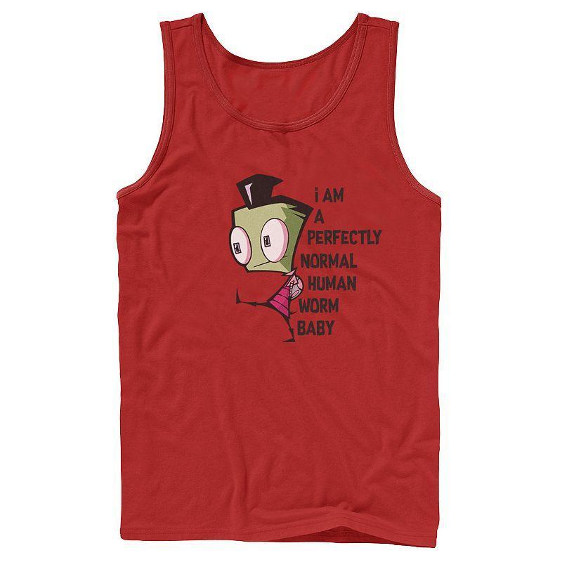 Mens Nickelodeon Invader Zim And Gir Watercolor Portrait Logo Graphic Tank Top Athletic Grey Product Image