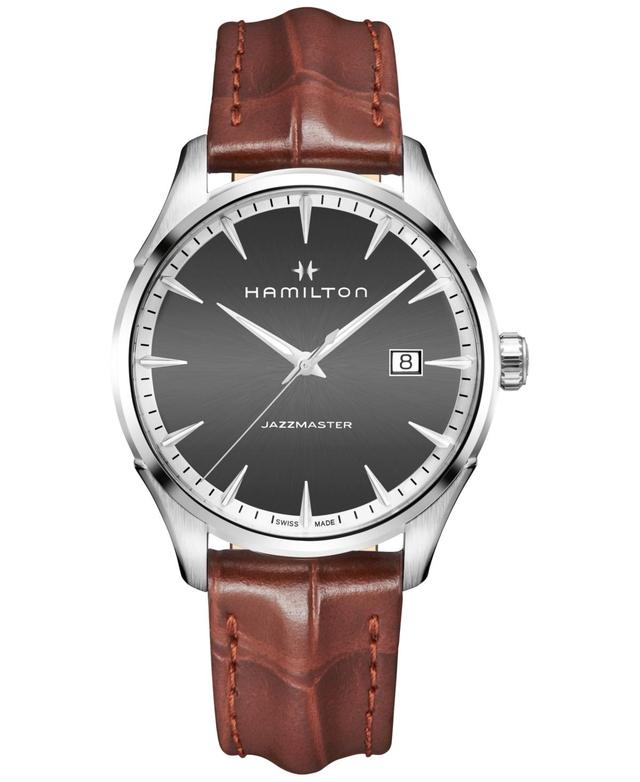 Hamilton Mens Swiss Jazzmaster Light Brown Leather Strap Watch 40mm - Brown Product Image