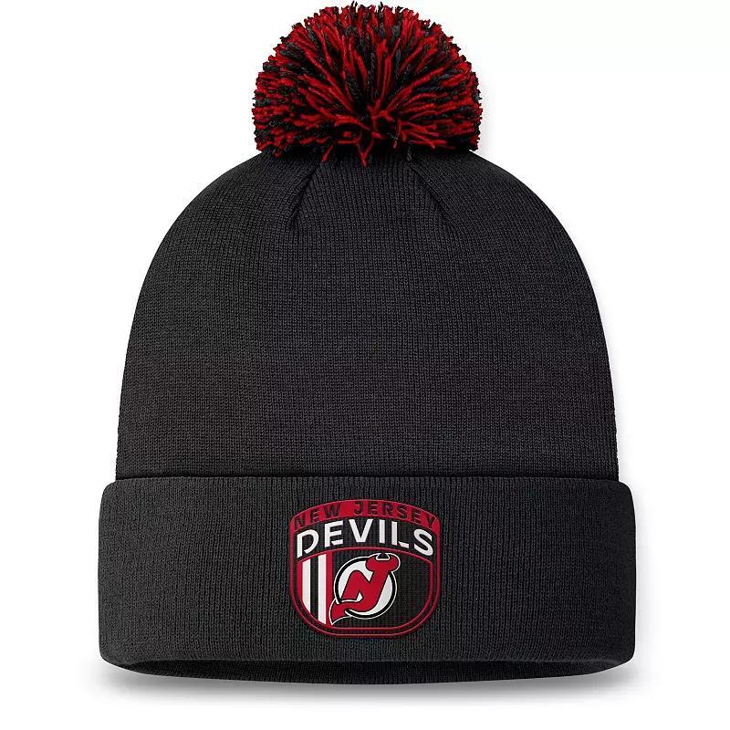 Mens Fanatics Black New Jersey Devils 2024 NHL Draft Cuffed Knit Hat with Pom Product Image