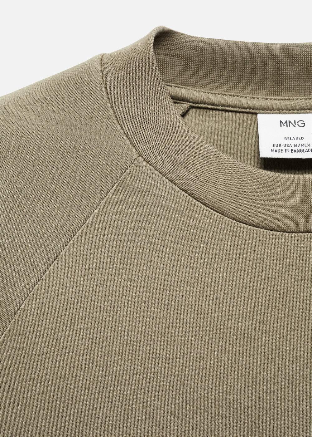 MANGO MAN - 100% cotton relaxed-fit t-shirt medium greenMen Product Image