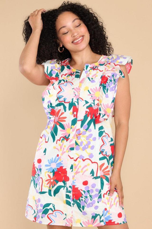 Stay Curious White Floral Dress Product Image