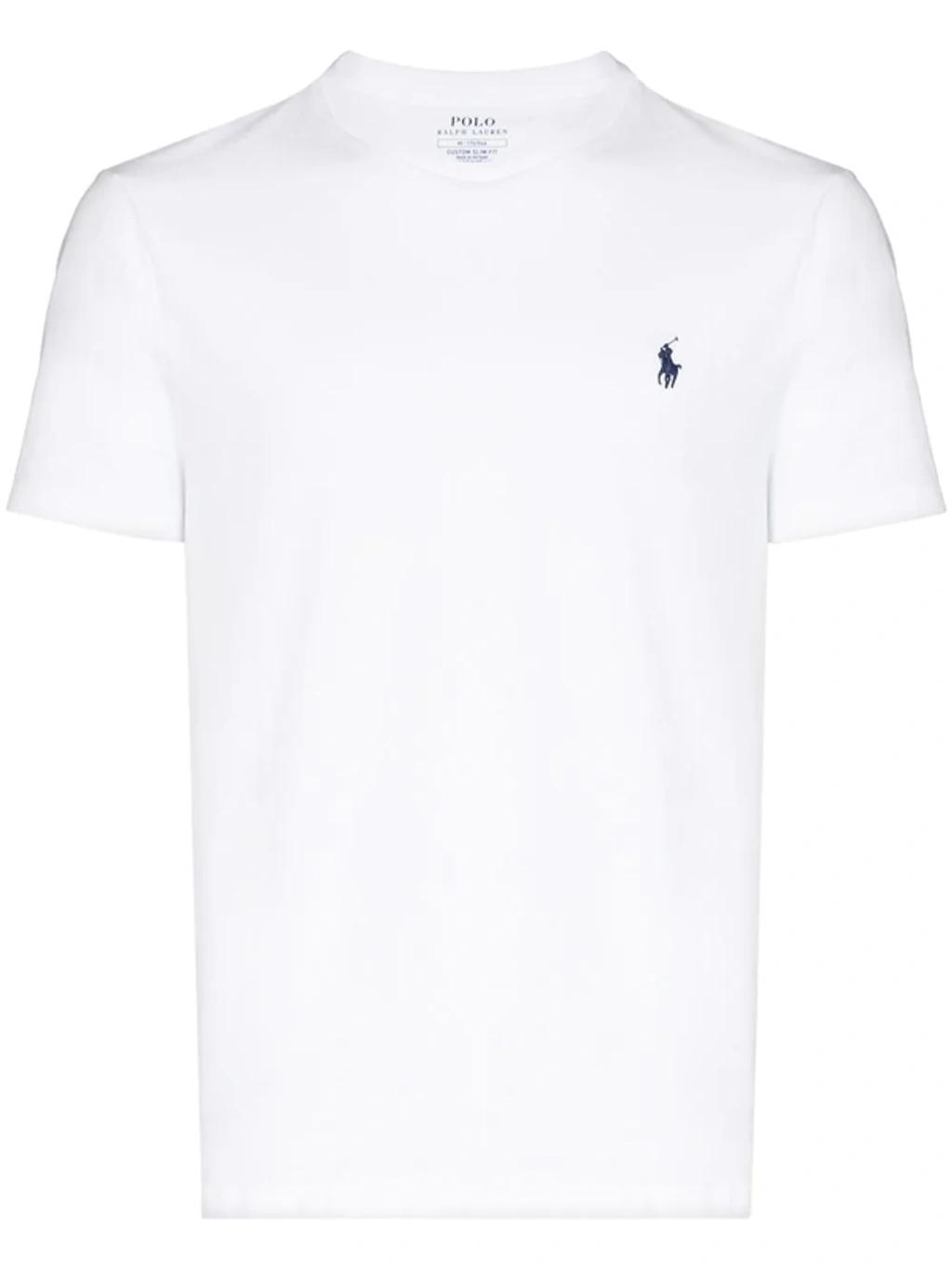 POLO RALPH LAUREN Logo Embroidered Cotton Jersey T-shirt In White Product Image