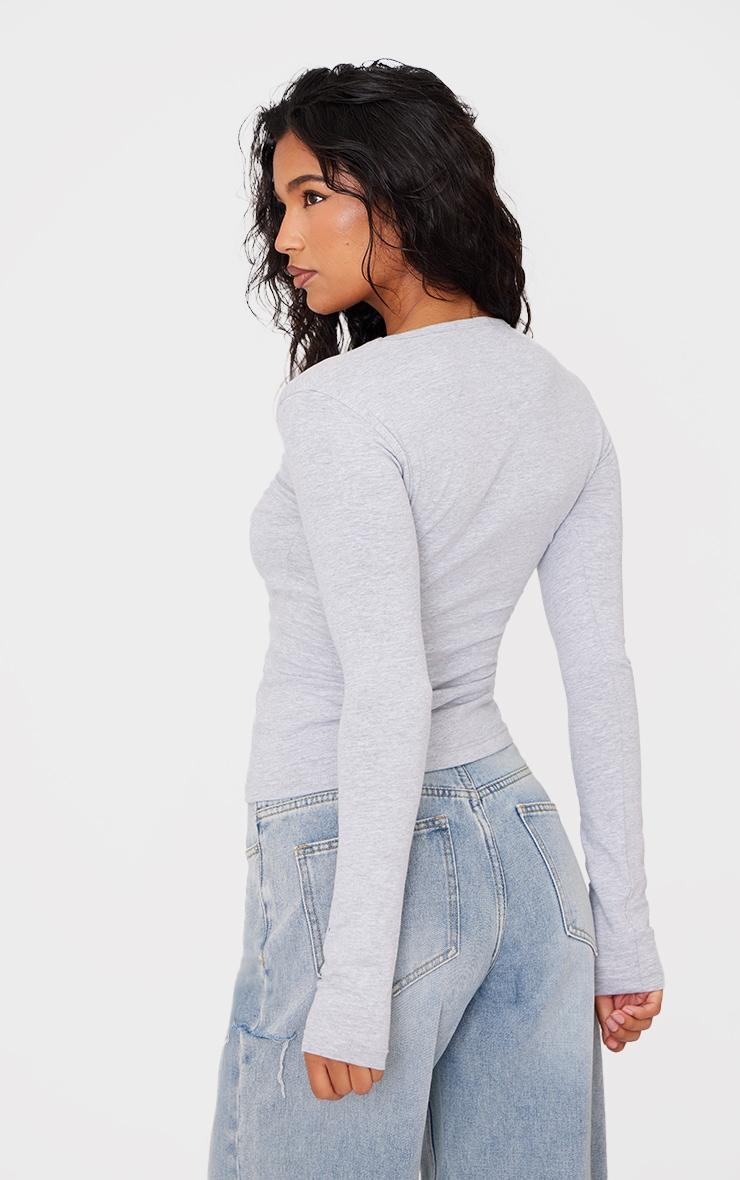 Grey Twist Detail Overlay Long Sleeve Top Product Image