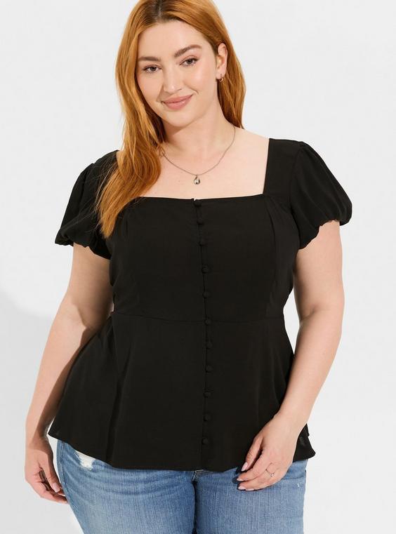 Peplum Challis Puff Short Sleeve Top product image