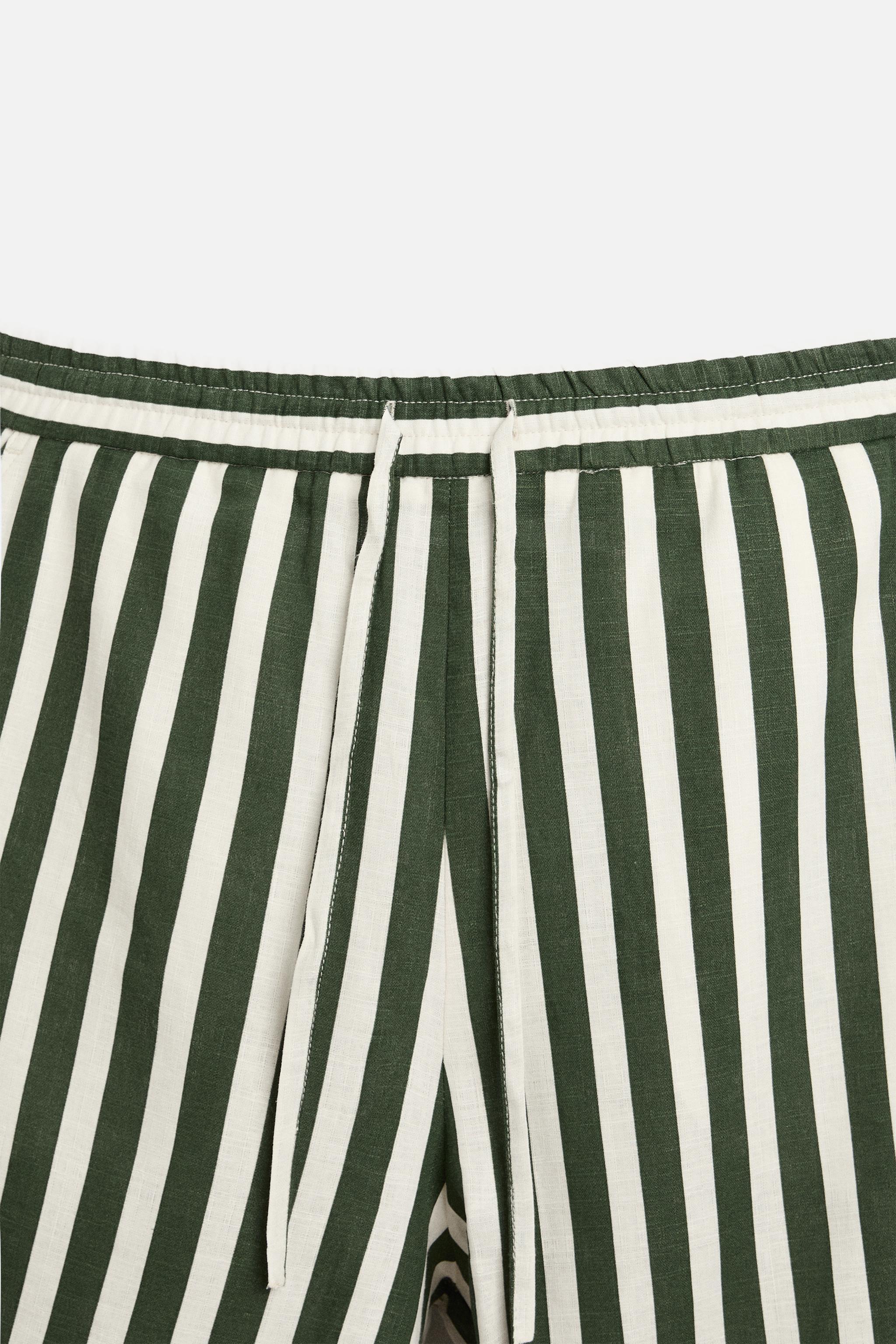 STRIPED LINEN-VISCOSE SHORTS Product Image