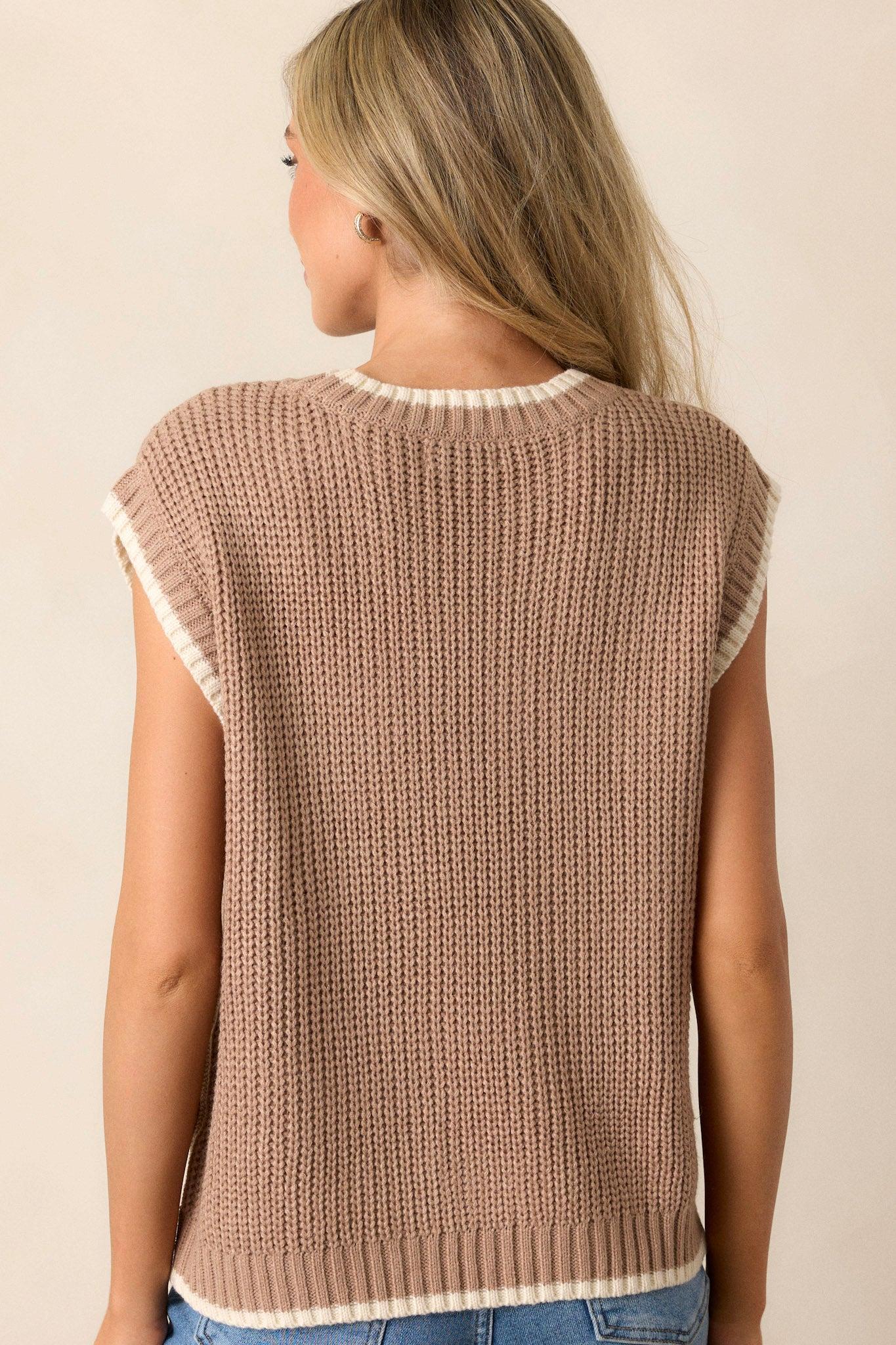 Vital Moment Brown Knit Sweater Top Product Image